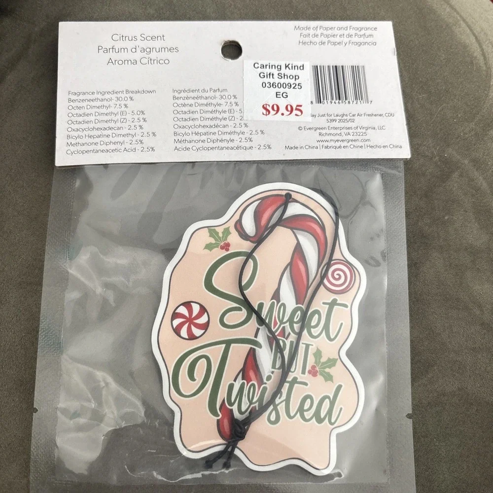 Evergreen Car Air Freshener Citrus Scent Sweet But Twisted Christmas holiday